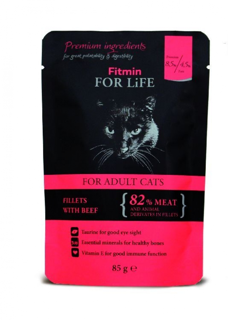 Fitmin for Life Cat hovězí 85g kapsička